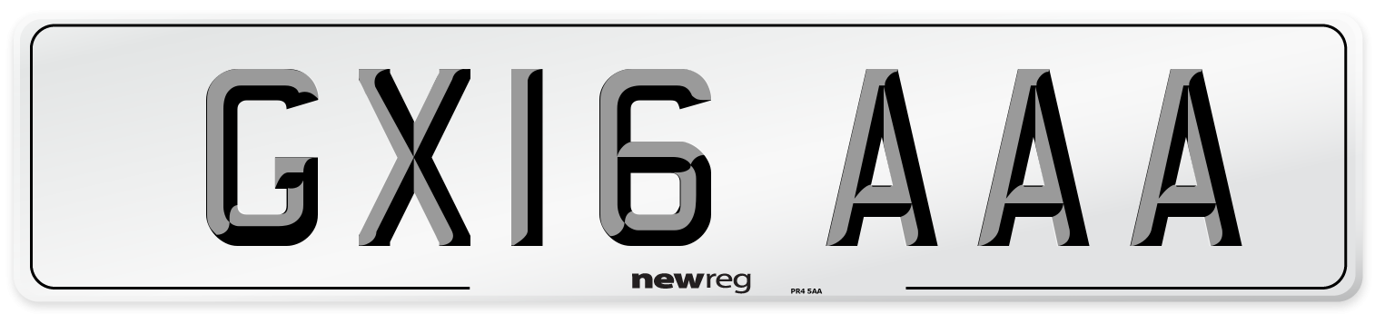 GX16 AAA Number Plate from New Reg